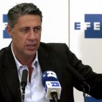 El candidato del PPC a la Generalitat, Xavier García Albiol, durante su participación hoy en el ciclo de ruedas de prensa de candidatos organizado por la Agencia Efe