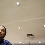 Pablo Iglesias, ayer, tras su reunión con Sánchez