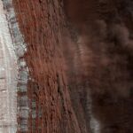Detalle de la superficie marciana tomada a través de los datos de la Mars Reconnaissance Orbiter