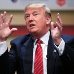 Donald Trump, hoy, en un acto electoral.