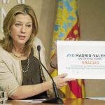 La consellera portavoz, Paula Sánchez de León, en la rueda de prensa del Consell