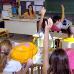 Alumnos del centro escolar de Primaria Jaume Vicens Vives de Roses (Gerona)