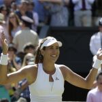 Garbine Muguruza celebra su triunfo sobre Agnieszka Radwanska