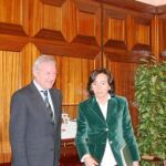El presidente de la Comunidad de la Región de Murcia, Ramón Luis Valcárcel y la ministra de Medio Ambiente, Rosa Aguilar, ayer en Madrid