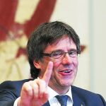 Puigdemont, ayer, durante la reunión semanal del gobierno catalán