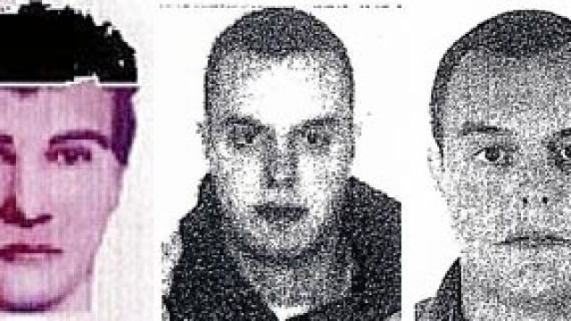 De izquierda a dcha., retrato robot del asesino realizado por la Policía en 2001, dos fotografías de «Ata» en 1998, una de 2000 reconocida por el hijo de Giménez Abad y la última, del pasado marzo
