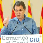 El presidente de CiU, Artur Mas, ayer en Reus (Tarragona)