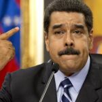 El presidente Nicolás Maduro habla durante una conferencia de prensa hoy en el Palacio de Miraflores.