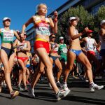 La atleta española Julia Takacs en los 50km marcha femenina y masculina en Berlín (Alemania)