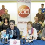Rueda de prensa de la izquierda abertzale, ayer, en Pamplona