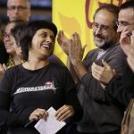 La diputada de la CUP Anna Gabriel, junto al ex diputado Antonio Baños