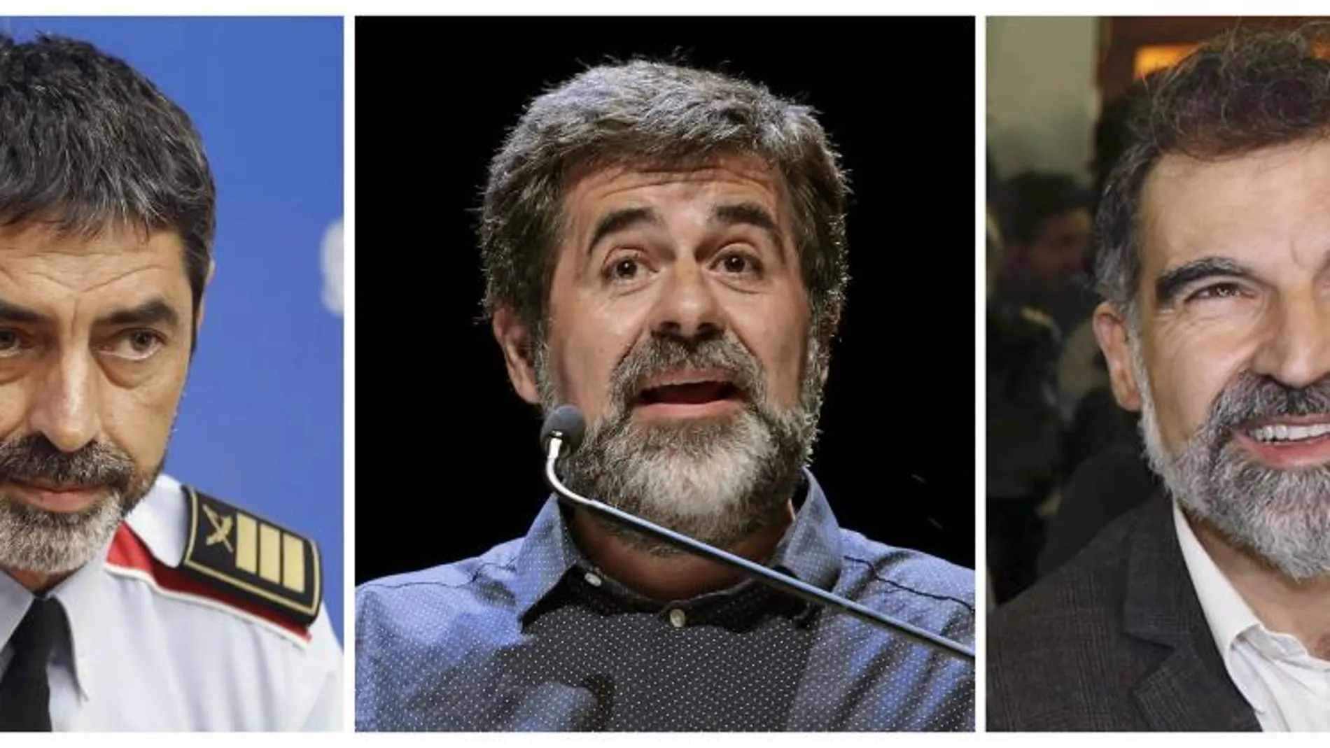 El mayor de los Mossos d'Esquadra, Josep Lluís Trapero yel presidente de la Asamblea Nacional Catalana (ANC), Jordi Sànchez.
