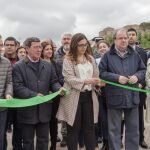 Juan Vicente Herrera se dispone a inaugurar la 58 Feria de Maquinaria Agrícola de Lerma, junto a la consejera Milagros Marcos, la alcaldesa de la localidad burgalesa Celia Izquierdo, y el presidente de la Diputación de Burgos, César Rico, entre otros