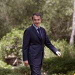 El presidente del Gobierno, José Luis Rodríguez Zapatero, que mantuvo hoy con el Rey Juan Carlos el primero de los dos despachos que celebran tradicionalmente cada año en la residencia veraniega de los Reyes, en el Palacio de Marivent