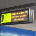 Pantalla del Metro, durante el fallo informático que provocó el incidente de ayer