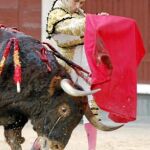 Robleño ejecuta un pase de pecho al 5º de la tarde