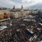La Puerta del Sol repleta de manifestantes en recuerdo del quinto aniversario del 15M.