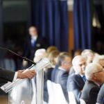 José María Aznar durante su discurso en el almuerzo-coloquio con el pleno de la Asociación Valenciana de Empresarios (AVE).