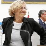 La alcaldesa de Madrid, Manuela Carmena, ayer en el Pleno municipal