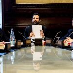 El presidente de la Cámara catalana, Roger Torrent, durante la reunión de la Mesa del Parlament