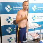 Andrés Iniesta, durante las pruebas médicas de esta mañana