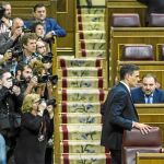 Sánchez, durante su intervención por la moción de censura en el Congreso de los Diputados