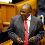 Cyril Ramaphosa, hoy durante la sesión extraordinaria del Parlamento