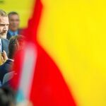 El Rey, ayer, durante el homenaje a las víctimas de los atentados en Barcelona y Cambrils