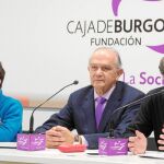 Los presidentes de la Asociación Down Burgos, Luis Mayoral; de la Fundación Caja de Burgos, José María Leal, y Borja González presentan el Festival Down Burgos