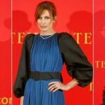 Mar Flores (izda.), embarazada de cinco meses, Nieves Álvarez, con un diseño de Valli, y Paz Vega (dcha.), de Hannibal Laguna