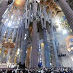 Una imagen del interior de la basílica durante la visita del Papa
