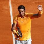 El tenista español Rafa Nadal celebra su victoria ante el eslovaco Aljaz Beden