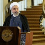 El presidente iraní Hasán Rohaní durante una rueda de prensa.