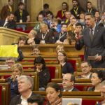 El líder de los populares catalanes, Xavier García-Albiol, durante la sesión de control en el Parlament.