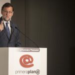 El presidente del Gobierno en funciones y líder del PP, Mariano Rajoy, durante su intervención