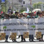 Profesores interinos de la Hispalense durante las protestas de mayo