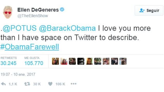 ¡Adiós, Presidente! Los «celebrity» lloran en la red la marcha de Obama