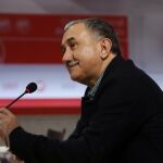 El secretario general de UGT, Pepe Álvarez, durante su intervención en un desayuno informativo celebrado hoy en Madrid