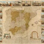Le regni di Spagna e di Portogallo. Francisco Pomares y Bartolomeo Pinelli, Roma, 1816. Grabado en color. 6 hojas y 32 estampas pegadas sobre tela, 130 × 224 cm. Archivo del Museo Naval. Madrid