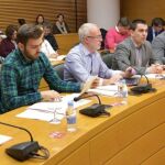 Los diputados Peris (PSPV), Ferri (Compromís), Montiel (Podemos), Ibañez y Bellver (PP)