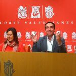 Català e Ibáñez ayer en Les Corts durante la rueda de prensa