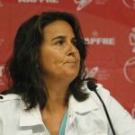 La capitana del equipo español, Conchita Martínez, durante la rueda de prensa el pasado 8 de septiembre en Barcelona