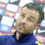 El entrenador del Fc. Barcelona, Luis Enrique, durante la rueda de prensa posterior al entrenamiento de la plantilla azulgrana