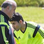 Del Bosque, con Diego Costa