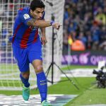 Suárez celebra un gol marcado con el Barcelona