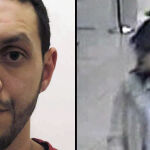 Mohamed Abrini en una imagen de la policía y en el vídeo de los atentados del aeropuerto de Bruselas