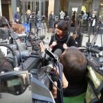 Rosa Pérez, tras prestar declaración en el cuartel de la Guardia Civil