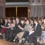 Los Príncipes de Asturias y Girona, ayer en el foyer del Liceo, donde presidieron el concierto
