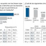 Sólo el 1% de los votantes del PSOE apoya pactar con Podemos e independentistas