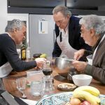 Bertín Osborne junto a Plácido Domingo y Paco Torreblanca en una escena del programa de hoy